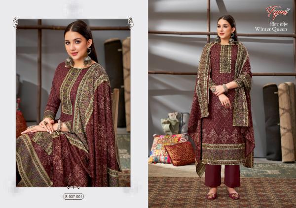 Fyra Winter Queen Pure Pashmina Jacquard Digital Print Dress Material 